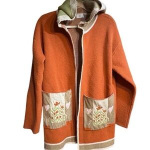 House of Baba Yaga Hooded Orange Floral cardigan large women’s